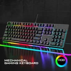 Teclado Gamer Mecânico Blue Switch Led Rgb Português Brasil