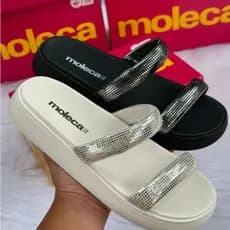 Sandália Papete Moleca Feminina Tiras Brilho Moda Original