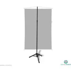 Tripé Porta Banners PRETO Fosco, Base Articulada, Haste Reguladora de Altura com Estágio, Ponteira Chanfrada