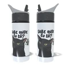 Garrafa Squeeze Gatinho Tô Nem Aí Personalizada Alumínio