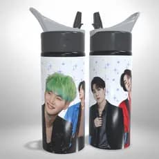 Garrafa Squeeze Suga Yoongi BTS Personalizada KPOP DORAMA Alumínio Escolar