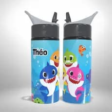 Garrafa Squeeze Alumínio Infantil Personalizada Baby Shark Escolar