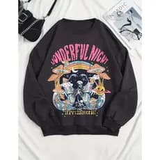 Moletom Careca Wonderful Night (FRENTE) Gola Redonda Casaco Feminino Masculino Flanelado Unissex Inverno Frio