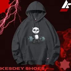 MOLETOM UNISSEX STREETWEAR PERSONALIZADA ESTAMPA PANDA DESENHO LEVANTANDO PESO