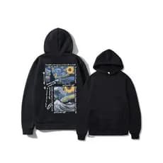 BLUSA DE FRIO MOLETOM CANGURU UNISSEX STREETWEAR VAN GOGH FRENTE E VERSA