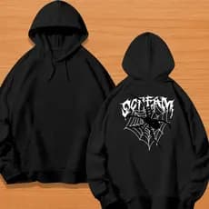 Moletom Masculino Blusa Feminina Streetwear Aranha Spider Branco e Preta Flanelado Com Capuz Algodão