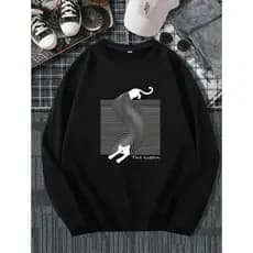Moletom Careca Gato Ilusão (FRENTE) Gola Redonda Casaco Masculino Feminino Flanelado Unissex Inverno Frio Algodão Blusa