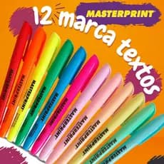 Kit 12 Cores Marca Texto Masterprint 6 Tom neon + 6 Tom Pastel