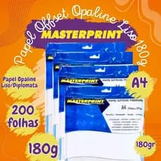 Papel Offset Opaline Liso 180g 200 Folhas A4 Branco Diplomata Masterprint