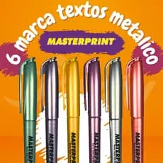 kit 6 Marca Texto Metálico com Glitter - Cores Metalizada Caneta Metálica com glitter