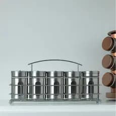 Porta Condimentos Temperos Inox 5 Pçs Com Suporte inox