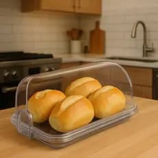 Porta Pão Cristal Com Tampa Articulável Para Mesa Guarda Pães Bolachas Doces