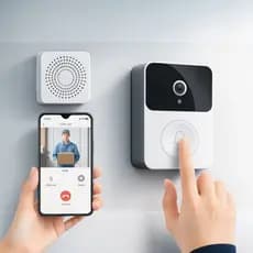Campainha Com Câmera Vídeo Porta Sem Fio Wi-Fi HD Inteligente Smart Home Pelo Celular Recarregável