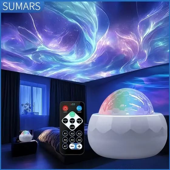 Luz Noturna Céu Estrelado Projetor Aurora Onda De Água Projeção Controle  Decoração De Natal Do Norte Luzes Lâmpad