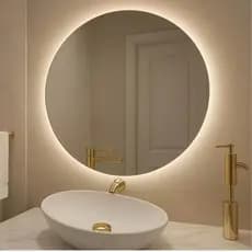 Espelho de vidro Redondo de Led Decorativo Tendencia Moda Banheiro quarto sala salão de Beleza