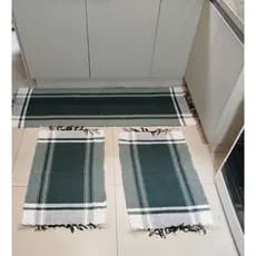 Jogo de tapetes de cozinha kit de 3 peças - em algodão tear Artesanal