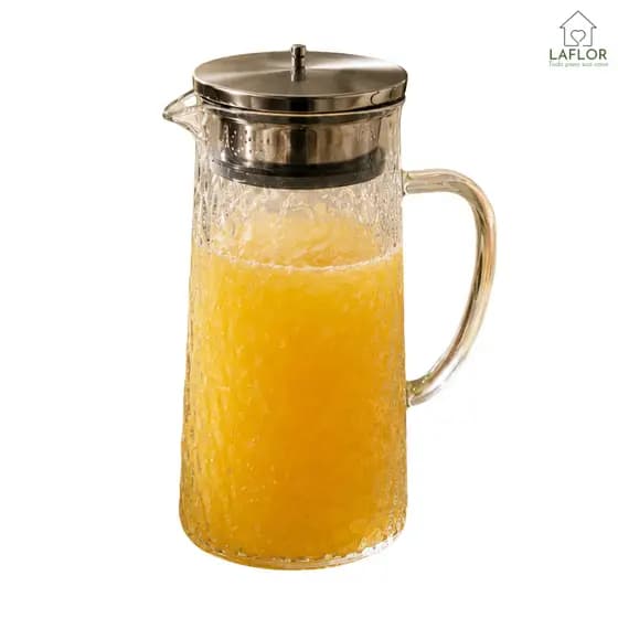 Jarra de Vidro Tampa Inox Hermética 1,5L Água Suco Chá Mesa Posta