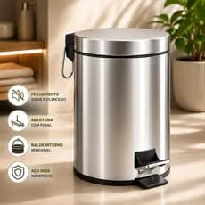 Lixeira Inox Com Pedal e Cesto Removivel 3L 5L Multiuso Lixo Pequeno Banheiro Cozinha