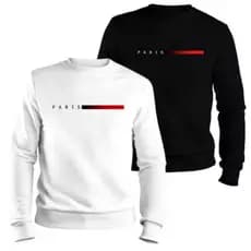 Kit 2 Blusa Moletom Paris Gola Redonda Blusa De Frio Unissex Algodão Casaco Feminino Masculino Páris Velho