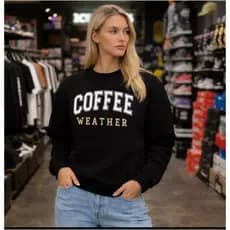 Moletom Gola Careca Coffee Weather Gola Redonda Casaco Masculino Feminino Flanelado  Coffee
