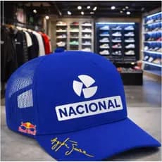 Boné Aba Curva Ajustável Nacional Ayrton Senna retrô F1 linha Premium Lançamento Promoção