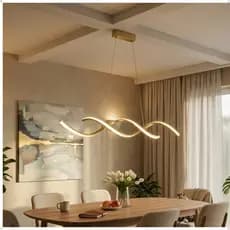 Lustre Pendente Espiral Dourado Moderno Para Sala Jantar Cozinha Bancada Decorativo Luxo Bivolt QUAYS