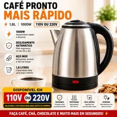 Chaleira Elétrica Inox 1,8L 1000W Inox Aquecimento Rápido Desligamento Automático 127V