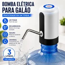 Bomba Elétrica Recarregável Dispenser Água Galão Portátil Silenciosa Prática