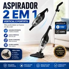 Aspirador de Pó 110V e 220V Vertical Portátil Multifunções 2 Em 1 Com Cabo e Alto Desempenho