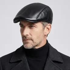 Chapéu Boina Masculina e Masculino de Couro Ecológico Classica Italiana Inverno