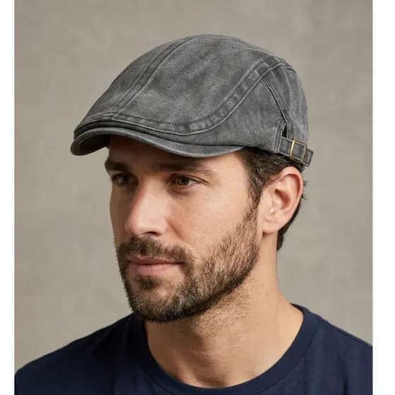 Boina Masculina e Feminina Estilo Italiana Retrô Chapéu Duckbill Sarja Lavada Vintage Ajustável Casual Premium