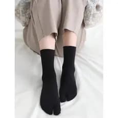 Kit 2 Pares Meias Tabi Femininas Bege e Preto– Não Apertam, Leves e Ideais para Uso Diário