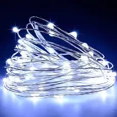 Fio Fada Arame Com 50 Leds Branca A Pilha Luzes Branco 4.5