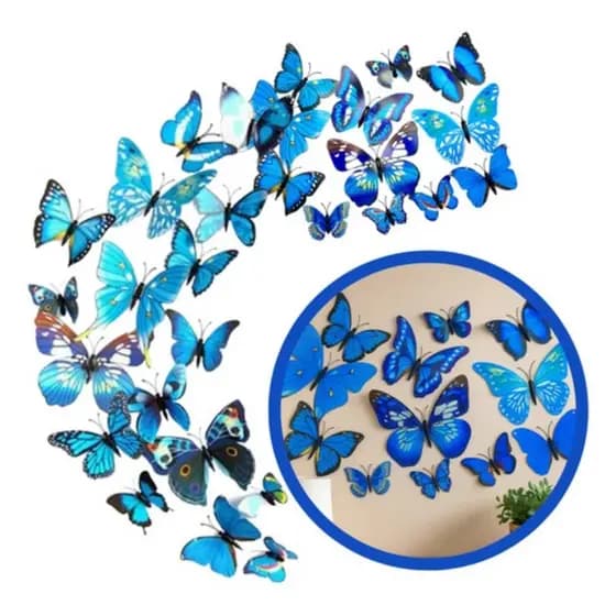 Kit 12 Borboletas 3D Topo De Bolo Enfeite Parede Decoração