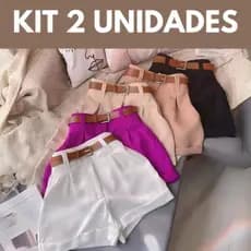 Kit 2 Shorts Alfaiataria Feminino Cintura Alta ENVIO IMEDIATO P AO GG