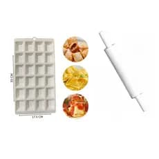 Forma de 24 Cavidades para Mini Pasteis e Ravioli + Rolo Prático para Massa