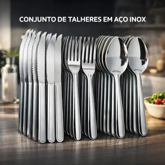 Jogo De Talheres 24 /48 / 72 Peças Aço Inox  Facas Garfos De Mesa  Colheres E  Colheres De Sobremes