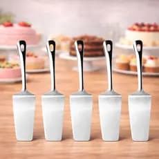 KIT 5 Espatula Reta GRANDE Para Pudim Bolo Doce 100% Aço Inox Para Casa Restaurante Buffet Doceria