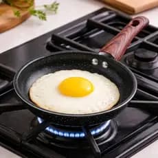 Frigideira Pequena Antiaderente 16cm Para Ovo Não Gruda Cerâmica Cabo Antitérmico Fogão Gás Cooktop Preto Granito