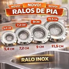Ralo Inox para Pia com Borda 4 Tamanhos Resistente e Prático Alta Durabilidade