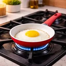 Frigideira Para Ovo 16cm Antiaderente Não Gruda Cerâmica Pequena Cabo Antitérmico Fogão E Cooktop Vermelho