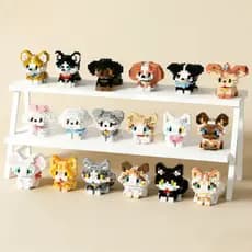 Blocos de Montagem Pequenos Granulados Gatos e Cachorros 42 Opções Brinquedo Criativo para Crianças e Colecionadores