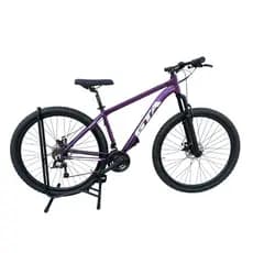 Bicicleta GTA start MTB roxa, aro 29, freio à disco mecânico, 21 velocidades