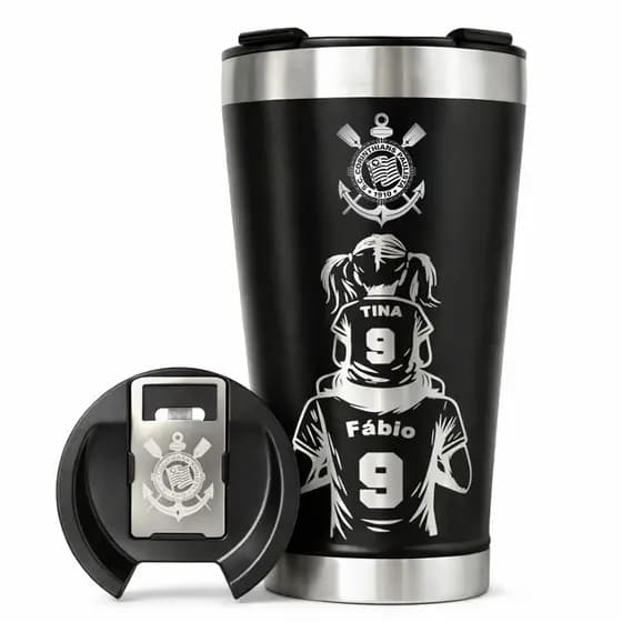 Copo Personalizado Corinthias Pai E Filho Preto