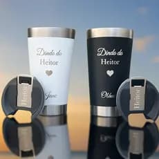 kit 2 copo térmico convite PADRINHO MADRINHA/ DINDO E DINDA personalizado gravação a laser