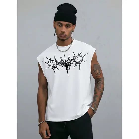 Camiseta Regata Oversized Masculina Estampa Básica Blusa Over Machão Sem Manga Streetwear Descolada