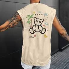 Regata Oversized Camiseta Streetwear Urso Unissex Camisa Cavada