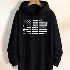 Moletom Masculino Blusa Frio Bandeira EUA Canguru Flanelado Macio