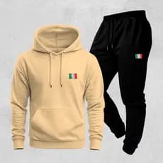 Conjunto Moletom Canguru Blusa Frio e Calça Unissex Copa do Mundo Bandeira Itália Quente Confortável