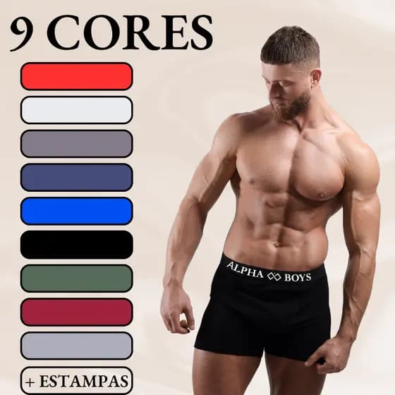 Kit 5 Cuecas Box de Microfibra Alpha Boys Original Roupas Masculinas Atacado